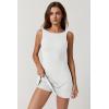 imageQINSEN Womens Open Back Tennis Dress Sleeveless Built in Shorts Golf Athletic Dress with PocketsWhite