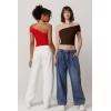 imageQINSEN Womens Sleeveless Foldover Top Double Lined One Shoulder T Shirts Summer Trendy Going Out Crop TopsChestnut