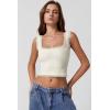 imageQINSEN Womens Square Neck Lace Trim Tank Tops Double Lined Slim Fit Summer Going Out Y2k T ShirtsBeige