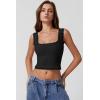 imageQINSEN Womens Square Neck Lace Trim Tank Tops Double Lined Slim Fit Summer Going Out Y2k T ShirtsBlack