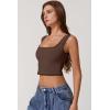 imageQINSEN Womens Square Neck Lace Trim Tank Tops Double Lined Slim Fit Summer Going Out Y2k T ShirtsChestnut