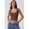 imageQINSEN Womens Square Neck Lace Trim Tank Tops Double Lined Slim Fit Summer Going Out Y2k T ShirtsChestnut