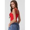 imageQINSEN Womens Square Neck Lace Trim Tank Tops Double Lined Slim Fit Summer Going Out Y2k T ShirtsFairy Red