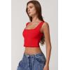 imageQINSEN Womens Square Neck Lace Trim Tank Tops Double Lined Slim Fit Summer Going Out Y2k T ShirtsFairy Red