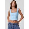 imageQINSEN Womens Square Neck Lace Trim Tank Tops Double Lined Slim Fit Summer Going Out Y2k T ShirtsSky Blue
