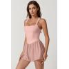 imageQINSEN Womens Square Neck Sleeveless Romper Jumpsuit Casual Summer One Piece Outfit with PocketBaby Pink