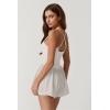 imageQINSEN Womens Square Neck Sleeveless Romper Jumpsuit Casual Summer One Piece Outfit with PocketBeige