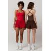 imageQINSEN Womens Square Neck Sleeveless Romper Jumpsuit Casual Summer One Piece Outfit with PocketChesnut