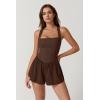 imageQINSEN Womens Square Neck Sleeveless Romper Jumpsuit Casual Summer One Piece Outfit with PocketChesnut
