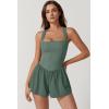 imageQINSEN Womens Square Neck Sleeveless Romper Jumpsuit Casual Summer One Piece Outfit with PocketGreen