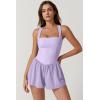 imageQINSEN Womens Square Neck Sleeveless Romper Jumpsuit Casual Summer One Piece Outfit with PocketLight Purple