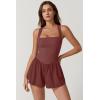 imageQINSEN Womens Square Neck Sleeveless Romper Jumpsuit Casual Summer One Piece Outfit with PocketMerlot