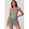 imageQINSEN Womens Square Neck Sleeveless Romper Jumpsuit Casual Summer One Piece Outfit with PocketMirage Gray