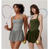 imageQINSEN Womens Square Neck Sleeveless Romper Jumpsuit Casual Summer One Piece Outfit with PocketMirage Gray