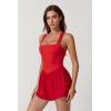 imageQINSEN Womens Square Neck Sleeveless Romper Jumpsuit Casual Summer One Piece Outfit with PocketRed