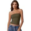 imageQINSEN Womens Tube Tops Strapless Bandeau Tops Double Lined Slim Fit Summer Going Out Tank TopsArmy Green