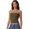 imageQINSEN Womens Tube Tops Strapless Bandeau Tops Double Lined Slim Fit Summer Going Out Tank TopsArmy Green