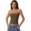 imageQINSEN Womens Tube Tops Strapless Bandeau Tops Double Lined Slim Fit Summer Going Out Tank TopsArmy Green