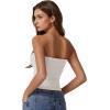imageQINSEN Womens Tube Tops Strapless Bandeau Tops Double Lined Slim Fit Summer Going Out Tank TopsBeige