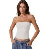 imageQINSEN Womens Tube Tops Strapless Bandeau Tops Double Lined Slim Fit Summer Going Out Tank TopsBeige