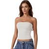 imageQINSEN Womens Tube Tops Strapless Bandeau Tops Double Lined Slim Fit Summer Going Out Tank TopsBeige