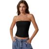imageQINSEN Womens Tube Tops Strapless Bandeau Tops Double Lined Slim Fit Summer Going Out Tank TopsBlack