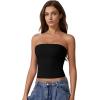 imageQINSEN Womens Tube Tops Strapless Bandeau Tops Double Lined Slim Fit Summer Going Out Tank TopsBlack