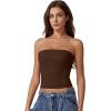 imageQINSEN Womens Tube Tops Strapless Bandeau Tops Double Lined Slim Fit Summer Going Out Tank TopsCoffee Bean