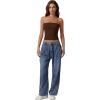 imageQINSEN Womens Tube Tops Strapless Bandeau Tops Double Lined Slim Fit Summer Going Out Tank TopsCoffee Bean