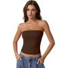 imageQINSEN Womens Tube Tops Strapless Bandeau Tops Double Lined Slim Fit Summer Going Out Tank TopsCoffee Bean