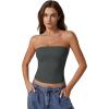 imageQINSEN Womens Tube Tops Strapless Bandeau Tops Double Lined Slim Fit Summer Going Out Tank TopsDark Green
