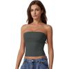 imageQINSEN Womens Tube Tops Strapless Bandeau Tops Double Lined Slim Fit Summer Going Out Tank TopsDark Green