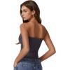 imageQINSEN Womens Tube Tops Strapless Bandeau Tops Double Lined Slim Fit Summer Going Out Tank TopsDark Grey