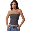 imageQINSEN Womens Tube Tops Strapless Bandeau Tops Double Lined Slim Fit Summer Going Out Tank TopsDark Grey