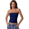 imageQINSEN Womens Tube Tops Strapless Bandeau Tops Double Lined Slim Fit Summer Going Out Tank TopsEstate Blue