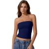 imageQINSEN Womens Tube Tops Strapless Bandeau Tops Double Lined Slim Fit Summer Going Out Tank TopsEstate Blue