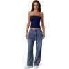 imageQINSEN Womens Tube Tops Strapless Bandeau Tops Double Lined Slim Fit Summer Going Out Tank TopsEstate Blue