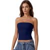 imageQINSEN Womens Tube Tops Strapless Bandeau Tops Double Lined Slim Fit Summer Going Out Tank TopsEstate Blue