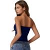 imageQINSEN Womens Tube Tops Strapless Bandeau Tops Double Lined Slim Fit Summer Going Out Tank TopsEstate Blue