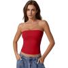 imageQINSEN Womens Tube Tops Strapless Bandeau Tops Double Lined Slim Fit Summer Going Out Tank TopsFairy Red
