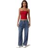 imageQINSEN Womens Tube Tops Strapless Bandeau Tops Double Lined Slim Fit Summer Going Out Tank TopsFairy Red