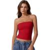 imageQINSEN Womens Tube Tops Strapless Bandeau Tops Double Lined Slim Fit Summer Going Out Tank TopsFairy Red