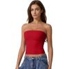 imageQINSEN Womens Tube Tops Strapless Bandeau Tops Double Lined Slim Fit Summer Going Out Tank TopsFairy Red