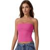 imageQINSEN Womens Tube Tops Strapless Bandeau Tops Double Lined Slim Fit Summer Going Out Tank TopsMagenta