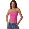 imageQINSEN Womens Tube Tops Strapless Bandeau Tops Double Lined Slim Fit Summer Going Out Tank TopsMagenta