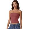 imageQINSEN Womens Tube Tops Strapless Bandeau Tops Double Lined Slim Fit Summer Going Out Tank TopsMerlot