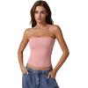 imageQINSEN Womens Tube Tops Strapless Bandeau Tops Double Lined Slim Fit Summer Going Out Tank TopsPink