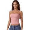 imageQINSEN Womens Tube Tops Strapless Bandeau Tops Double Lined Slim Fit Summer Going Out Tank TopsPink