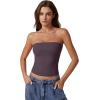 imageQINSEN Womens Tube Tops Strapless Bandeau Tops Double Lined Slim Fit Summer Going Out Tank TopsPrune Purple