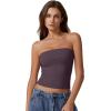 imageQINSEN Womens Tube Tops Strapless Bandeau Tops Double Lined Slim Fit Summer Going Out Tank TopsPrune Purple